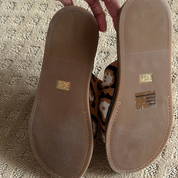 Louise et Cie Black and Tan Leopard Animal Print Buckle Slide Sandals - Picture 7 of 9